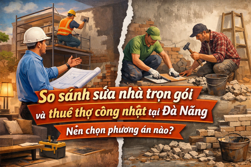 So sánh sửa nhà trọn gói và thuê thợ công nhật tại Đà Nẵng – Nên chọn phương án nào?